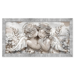 Lupia - Quadro Moderno Camera da letto con cornice GIOVY Bianca Argento ANGELS IN FLOWERS MIX 60x110 cm