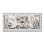 Lupia - Quadro moderno su tela cornice PRINCE 63x133 cm ANGELS IN FLOWERS MIX SILVER