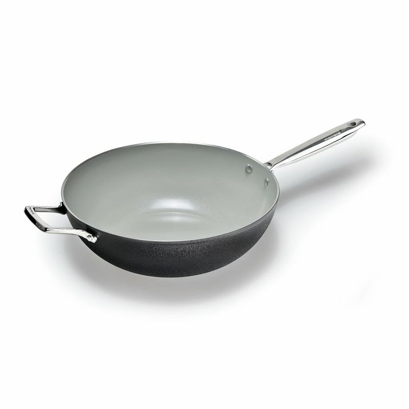 Alluflon-Moneta-Wok-Armonia-Finegres-32cm-con-Doppio-Manico-Nero