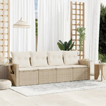 vidaXL Set Divano da Giardino 4 pz con Cuscini Beige in Polyrattan