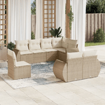 vidaXL Set Divano da Giardino 8 pz con Cuscini Beige in Polyrattan