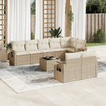 vidaXL Set Divano da Giardino 9 pz con Cuscini Beige in Polyrattan