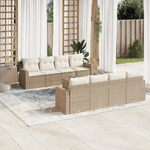 vidaXL Set Divano da Giardino 9 pz con Cuscini Beige in Polyrattan