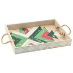 Vassoio Green Geometric con Manici in Corda in Mdf 41,6X29,5X5 cm Multicolor