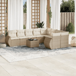 vidaXL Set Divano da Giardino 10 pz con Cuscini Beige in Polyrattan