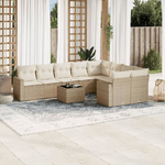 vidaXL Set Divano da Giardino 10 pz con Cuscini Beige in Polyrattan