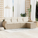 vidaXL Set Divano da Giardino 5 pz con Cuscini Beige in Polyrattan