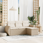 vidaXL Set Divano da Giardino 4 pz con Cuscini Beige in Polyrattan