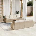 vidaXL Set Divano da Giardino 9 pz con Cuscini Beige in Polyrattan