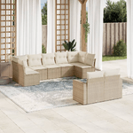 vidaXL Set Divano da Giardino 9 pz con Cuscini Beige in Polyrattan