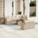 vidaXL Set Divano da Giardino 10 pz con Cuscini Beige in Polyrattan