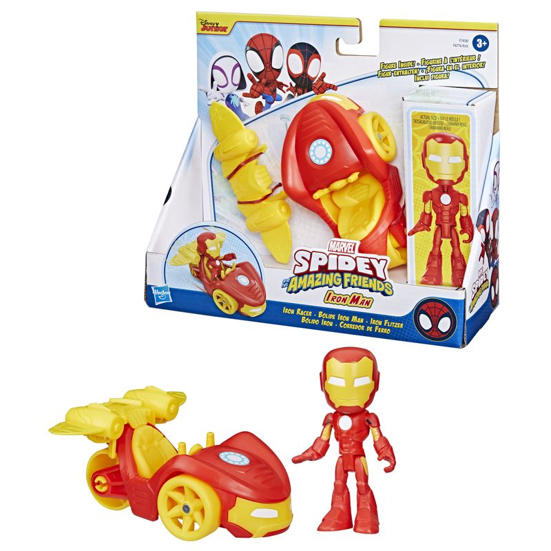 Marvel-Spidey-e-I-Suoi-Fantastici-Amici-set-Iron-Racer-action-figure-veicolo-e-accessorio