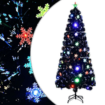 Albero Natale con Fiocchi di Neve a LED Nero 210cm Fibra Ottica