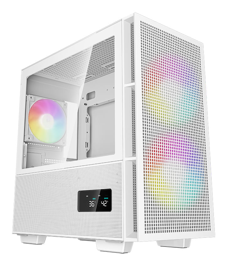 DeepCool-CH360-Digital-Gaming-Case-White-Mid-Tower-with-Tempered-Glass-Side-Window-Panel-Advanced-Cooling-USB-3.0-USB-C-