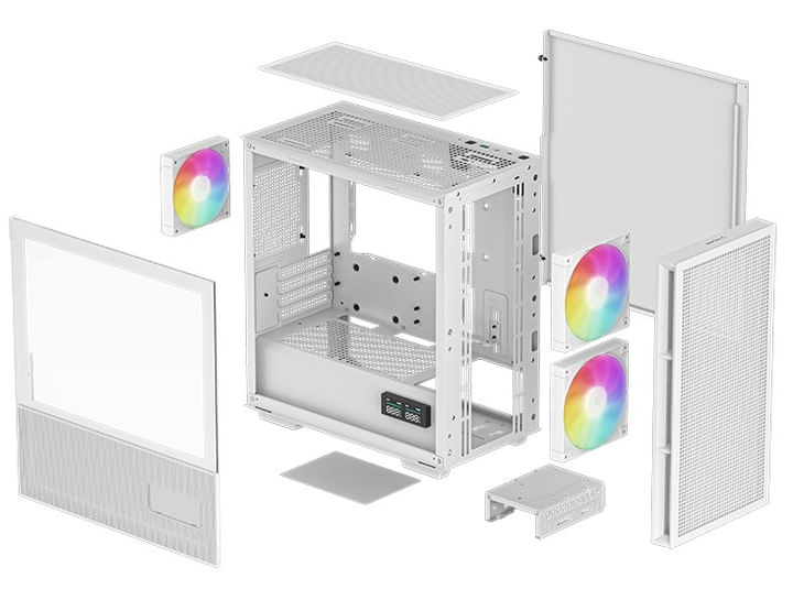 DeepCool-CH360-Digital-Gaming-Case-White-Mid-Tower-with-Tempered-Glass-Side-Window-Panel-Advanced-Cooling-USB-3.0-USB-C-