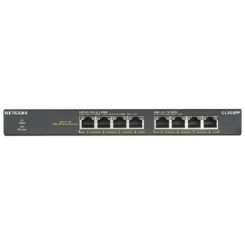 NETGEAR-GS308PP-Non-gestito-Gigabit-Ethernet--10-100-1000--Supporto-Power-over-Ethernet--PoE--Nero