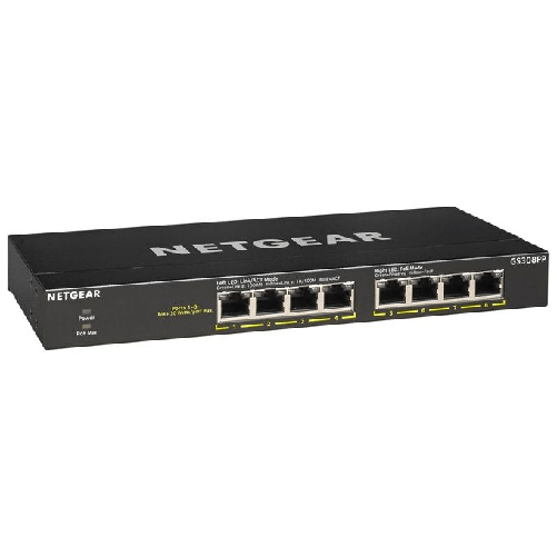 NETGEAR-GS308PP-Non-gestito-Gigabit-Ethernet--10-100-1000--Supporto-Power-over-Ethernet--PoE--Nero