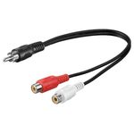 Goobay Wentronic Goobay Cinch-Adapterkabel, Schwarz, 0.2 m - Cinch-Stecker > 2x Cinch-Buchse (Audio links/rechts