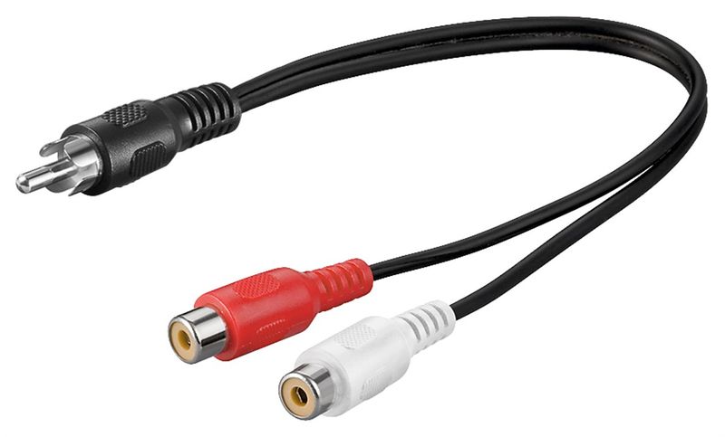 Wentronic-Goobay-Cinch-Adapterkabel-Schwarz-0.2-m---Cinch-Stecker->-2x-Cinch-Buchse--Audio-links-rechts---50005-