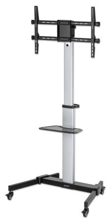 Manhattan-462327-Supporto-TV-a-parete-218-m-86-Nero-Argento--TV-MONITOR-TROLLEY-STAND----37-86IN-VESA-TO-600X400MM-50KG-