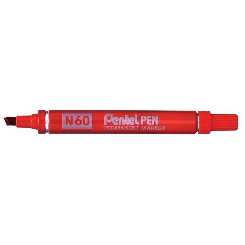 Pentel-N-60-marcatore-permanente-Punta-smussata-Rosso-12-pz