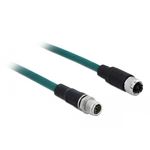 DeLOCK - Patch-Kabel - 8 pin M12-X (M) bis 8 pin M12-X (W) - 1,0m - SFTP - CAT 6a - halogenfrei - Wasserblau (85421)