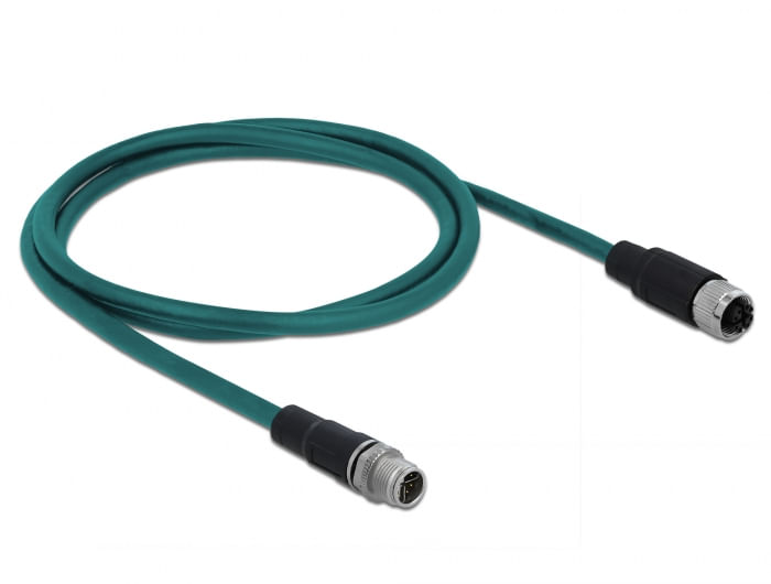 DeLOCK---Patch-Kabel---8-pin-M12-X--M--bis-8-pin-M12-X--W----10m---SFTP---CAT-6a---halogenfrei---Wasserblau--85421-