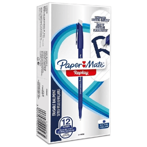 Paper-Mate-Papermate-Replay-Blu-Penna-a-sfera-Medio-12-pz