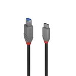 Lindy 36666 cavo USB 1 m USB 3.2 Gen 1 3.1 Gen 1 USB C USB B Nero (1M Usb 3.2 Type C To B Cable - Anthra Line - Warranty