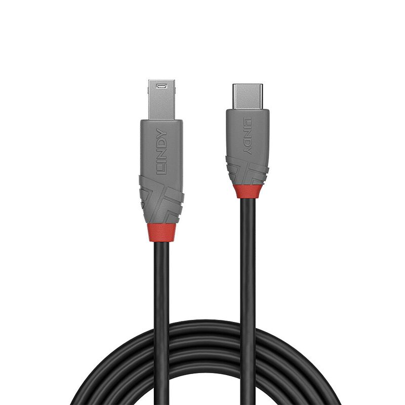 Lindy-36666-cavo-USB-1-m-USB-3.2-Gen-1-3.1-Gen-1-USB-C-USB-B-Nero--1M-Usb-3.2-Type-C-To-B-Cable---Anthra-Line---Warranty