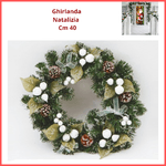 Ghirlanda natalizia fuoriporta cm 40 verde bianco con pigne fuori porta natalizio decorazioni natalizie  addobbi natale creare  centrotavola