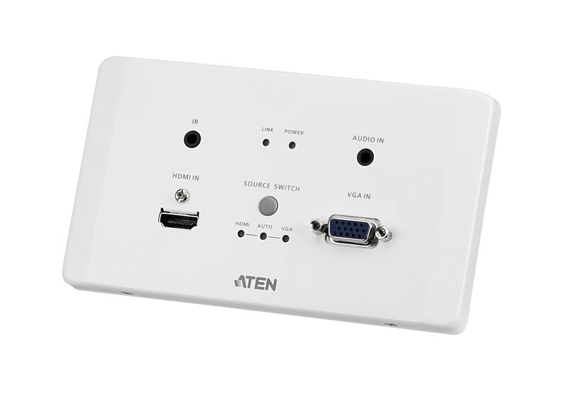 Aten-Trasmettitore-HDBaseT-HDMI-e-VGA-con-piastra-da-parete-UE-PoH--4K-a-100-m---HDBaseT-Classe-A-