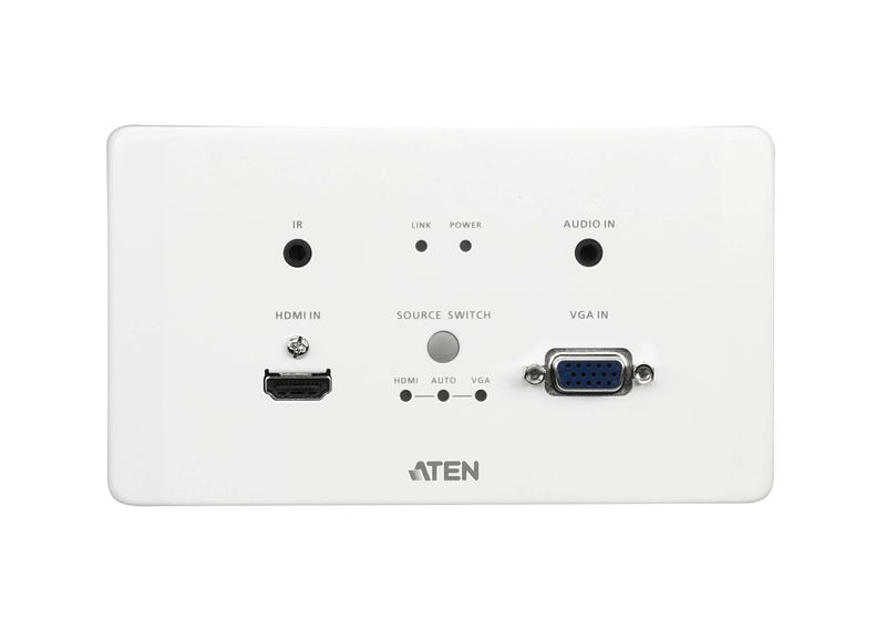 Aten-Trasmettitore-HDBaseT-HDMI-e-VGA-con-piastra-da-parete-UE-PoH--4K-a-100-m---HDBaseT-Classe-A-