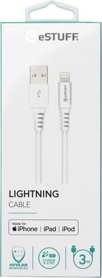 eSTUFF-ES601304-cavo-Lightning-3-m-Bianco--Lightning-Cable-MFI-3m-Whit---8Pin-Lightning---USB-A-Male---for-Apple-devices