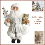 Babbo natale bianco  decorativo con carillion musicale  addobbi natalizi decorazioni natalizie per albero  vintage santa clause arredare casa