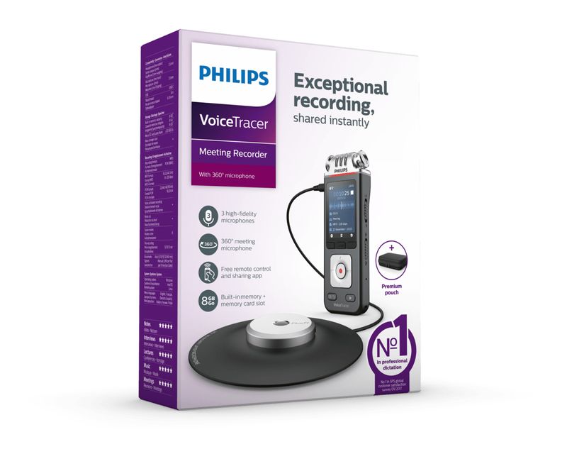 Philips-Voice-Tracer-DVT8110-00-dittafono-Flash-card-Antracite-Cromo--DVT8110---DVT8110-VoiceTracer-Meeting-Recorder-