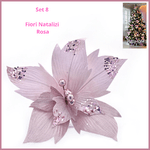 set 8 Fiori di natale fiore natalizio rosa  decorazioni per  albero di natale vintage addobbi natalizi centrotavola creazioni ghirlanda natalizia