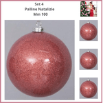 Palline di natale per albero set 4 palle sfere rosa brillante  decorazioni natalizie addobbi decorare creazioni ghirlanda centrotavola