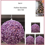 Set 4 Palline di natale per albero  palle rosa  sfera addobbi natalizi decorazioni natalizie vintage decorare centrotavola ghirlanda natalizia