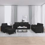 Set di Divani 4 pz con Cuscini Nero in Similpelle