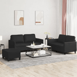 Set di Divani 3 pz con Cuscini Nero in Similpelle