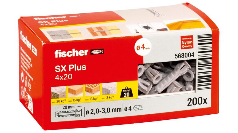 Fischer-568004-ancoraggio-a-vite-e-tassello-200-pz-Tassello-di-espansione-20-mm