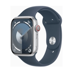 Apple Watch Series 9 GPS + Cellular Cassa 45mm in Alluminio Argento con Cinturino Sport Blu Tempesta - S/M