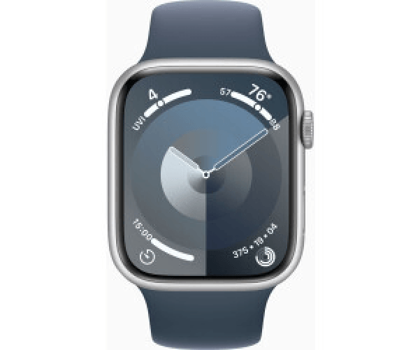 Apple-Watch-Series-9-GPS---Cellular-Cassa-45mm-in-Alluminio-Argento-con-Cinturino-Sport-Blu-Tempesta---S-M