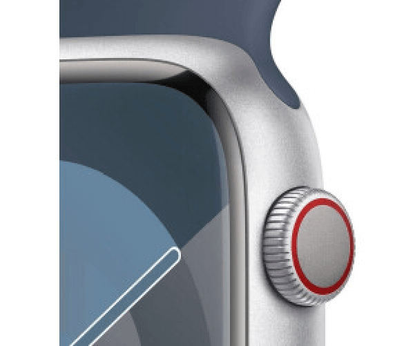 Apple-Watch-Series-9-GPS---Cellular-Cassa-45mm-in-Alluminio-Argento-con-Cinturino-Sport-Blu-Tempesta---S-M