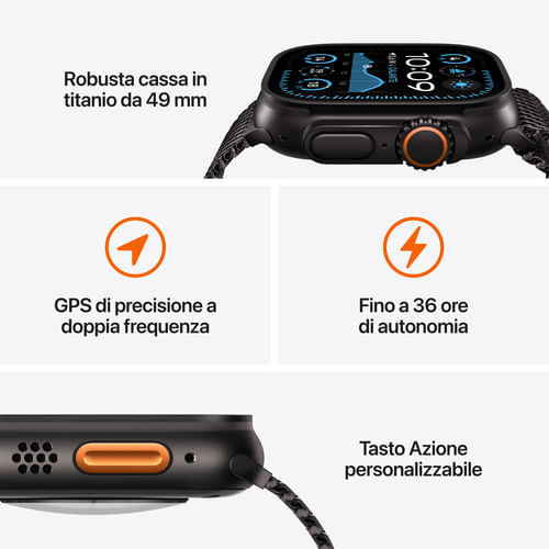 Apple-Watch-Ultra-2-GPS---Cellular-49mm-Cassa-Titanio-Nero-con-Nero-Trail-Loop---M-L