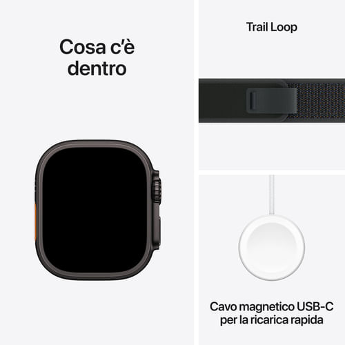 Apple-Watch-Ultra-2-GPS---Cellular-49mm-Cassa-Titanio-Nero-con-Nero-Trail-Loop---M-L