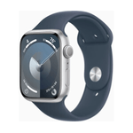 Apple Watch Series 9 GPS + Cellular Cassa 45mm in Alluminio Argento con Cinturino Sport Blu Tempesta - M/L