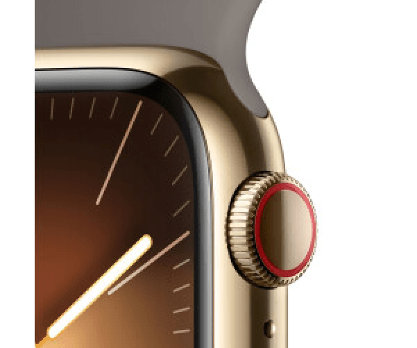 Apple-Watch-Series-9-GPS---Cellular-Cassa-41mm-in-Acciaio-inossidabile-Oro-con-Cinturino-Sport-Creta---M-L