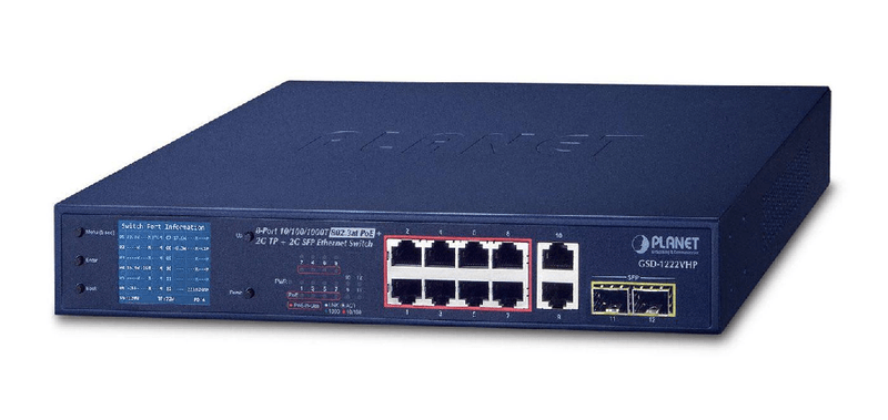 PLANET-GSD-1222VHP-switch-di-rete-Non-gestito-Gigabit-Ethernet-10-100-1000-Supporto-Power-over-Ethernet-PoE-1U-Blu--8-Po